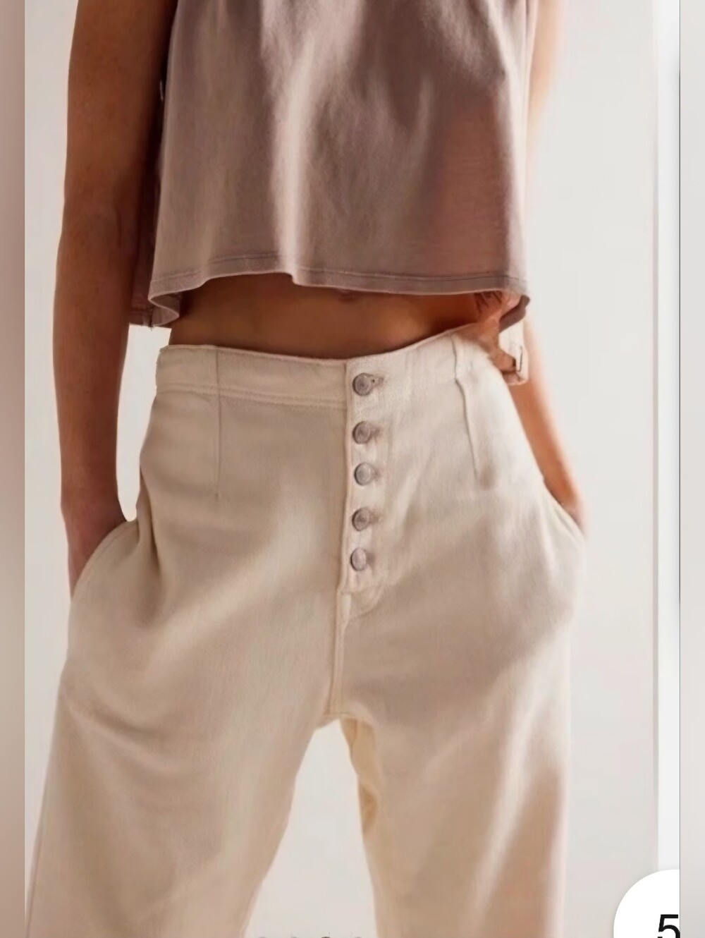 We The Free Osaka Mid Rise Barrel Cotton Jeans in Cream Waist 29 NWT